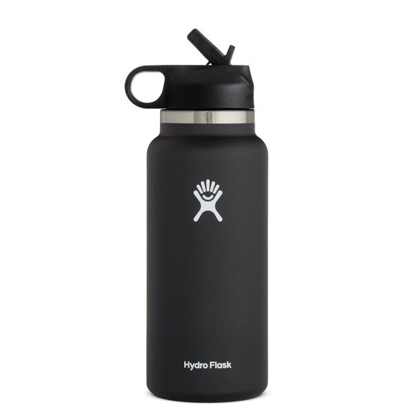 Hydro Flask 32oz wide mouth black bottle with straw lid image